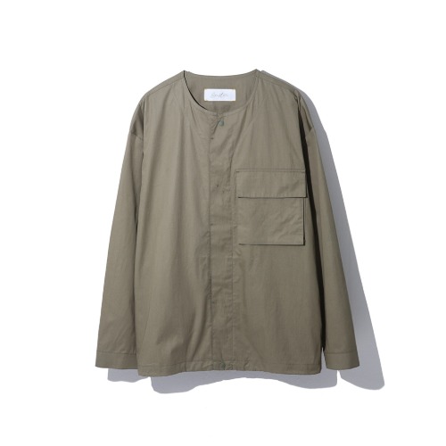 [SUSTAIN] Non-Collar Shirts Jacket_Khaki
