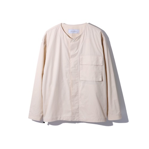 [SUSTAIN] Non-Collar Shirts Jacket_Ivory